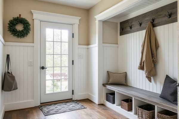 Mudroom Design: Farmhouse Style vs. Modern Style Comparison